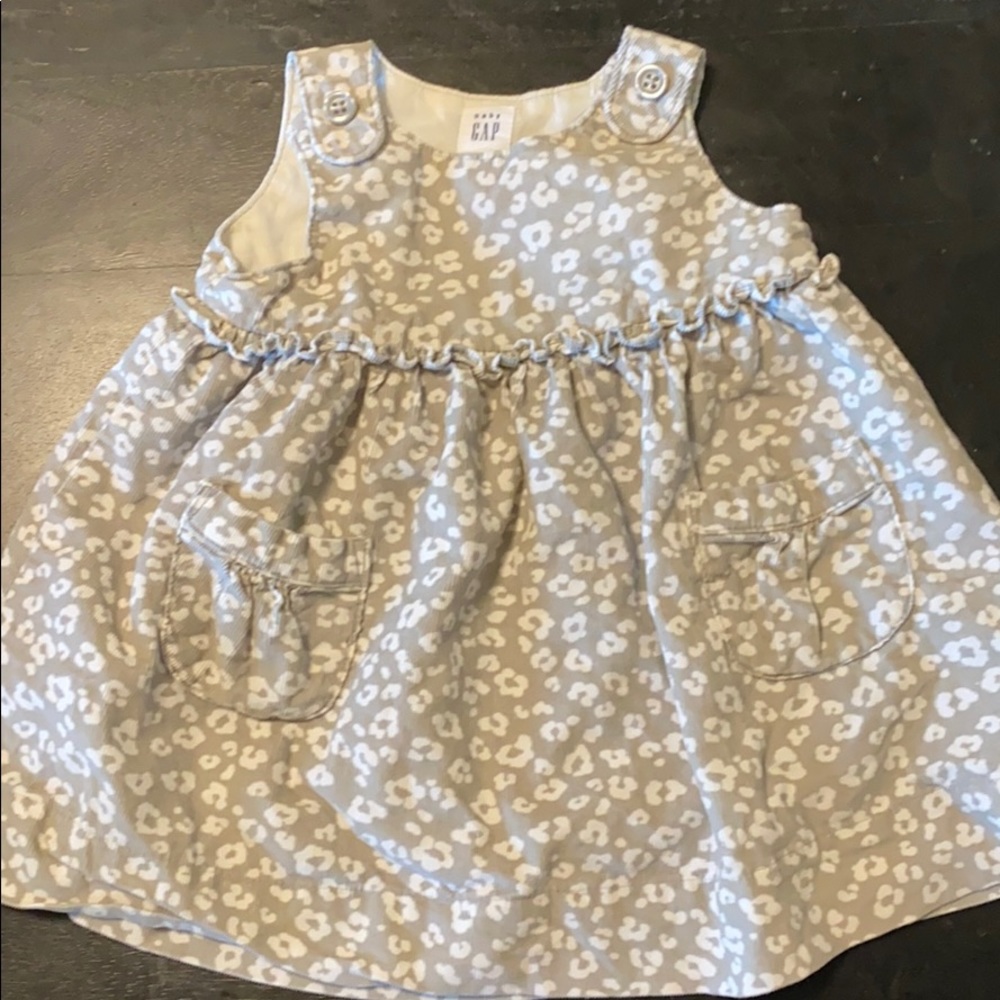 Gray and white leopard print corduroy jumper dress